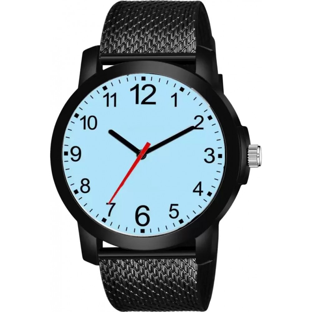 Light Blue dial color Black strap color watches for Men