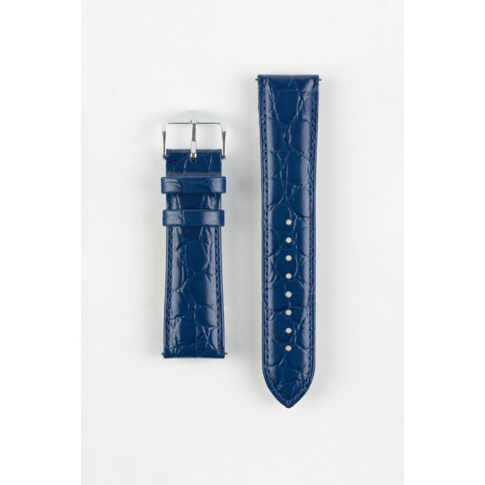 Leather strap blue croco grain size L