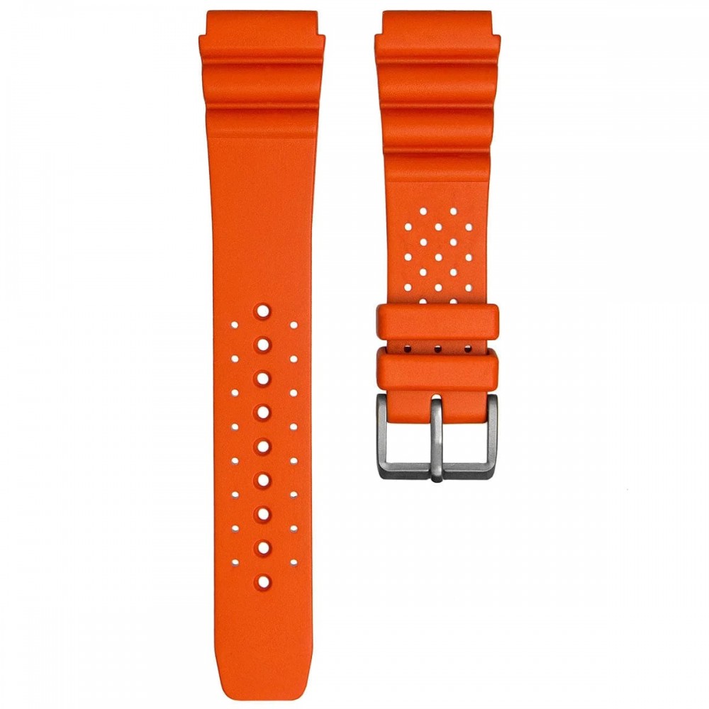 Rubber strap 24 mm black with deployment clasp in stainless steel