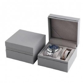 Business light luxury watch box PU leather black jewelry packaging box watch jewelry set gift box