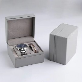 Business light luxury watch box PU leather black jewelry packaging box watch jewelry set gift box