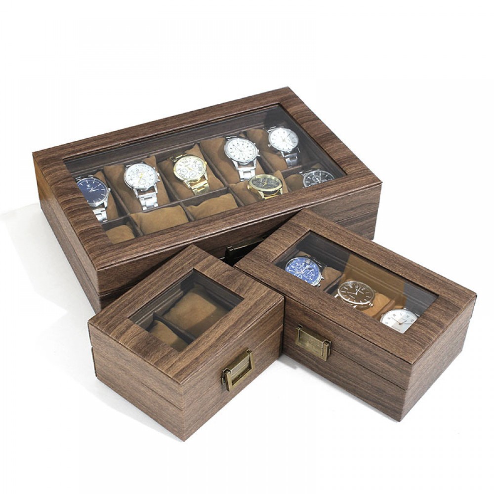 Leather watch box mechanical watch jewelry display box watch stand bracelet glass cover dustproof finishing box
