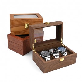 New walnut 3-position watch box retro wooden watch storage box display wooden box