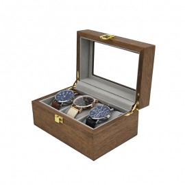 New walnut 3-position watch box retro wooden watch storage box display wooden box