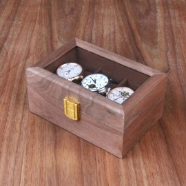 New walnut 3-position watch box retro wooden watch storage box display wooden box