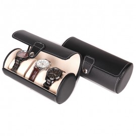 PU leather 3-position cylindrical watch box Jewelry watch storage display watch packaging box